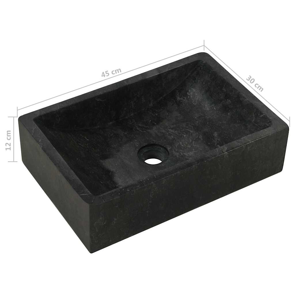 Sink 45x30x12 cm Marble High Gloss Black
