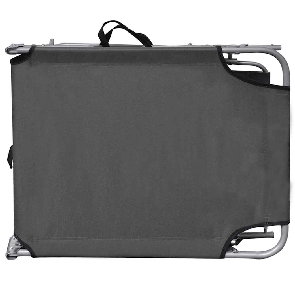 Folding Sun Lounger with Canopy Steel Grey