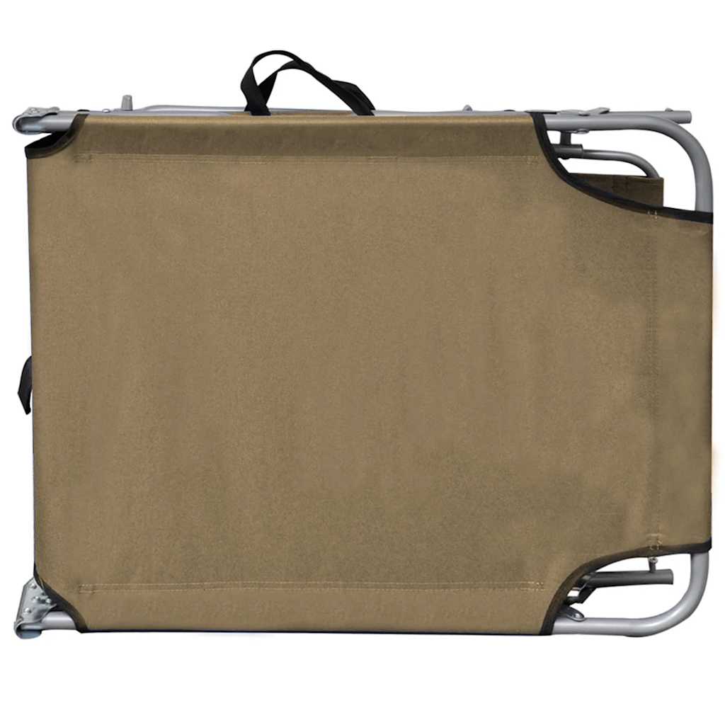 Folding Sun Lounger with Canopy Steel Taupe