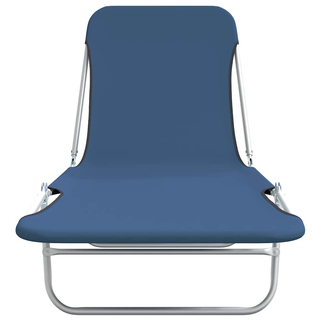 Folding Sun Loungers 2 pcs Steel and Fabric Blue