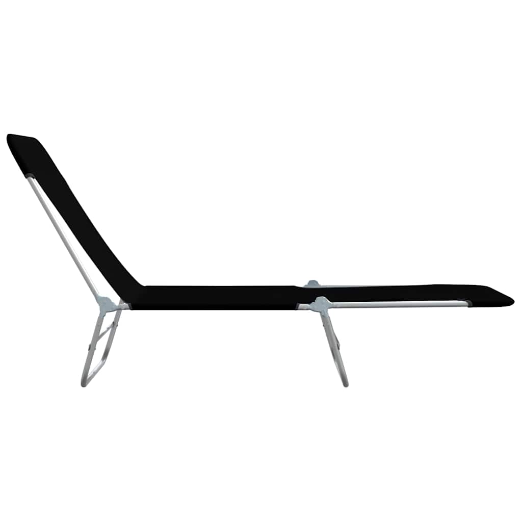 Folding Sun Loungers 2 pcs Steel and Fabric Black