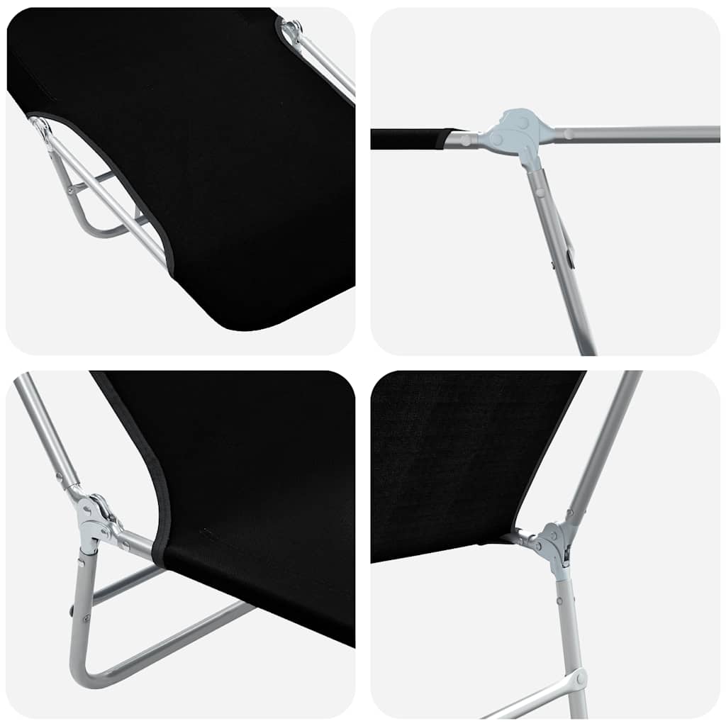 Folding Sun Loungers 2 pcs Steel and Fabric Black