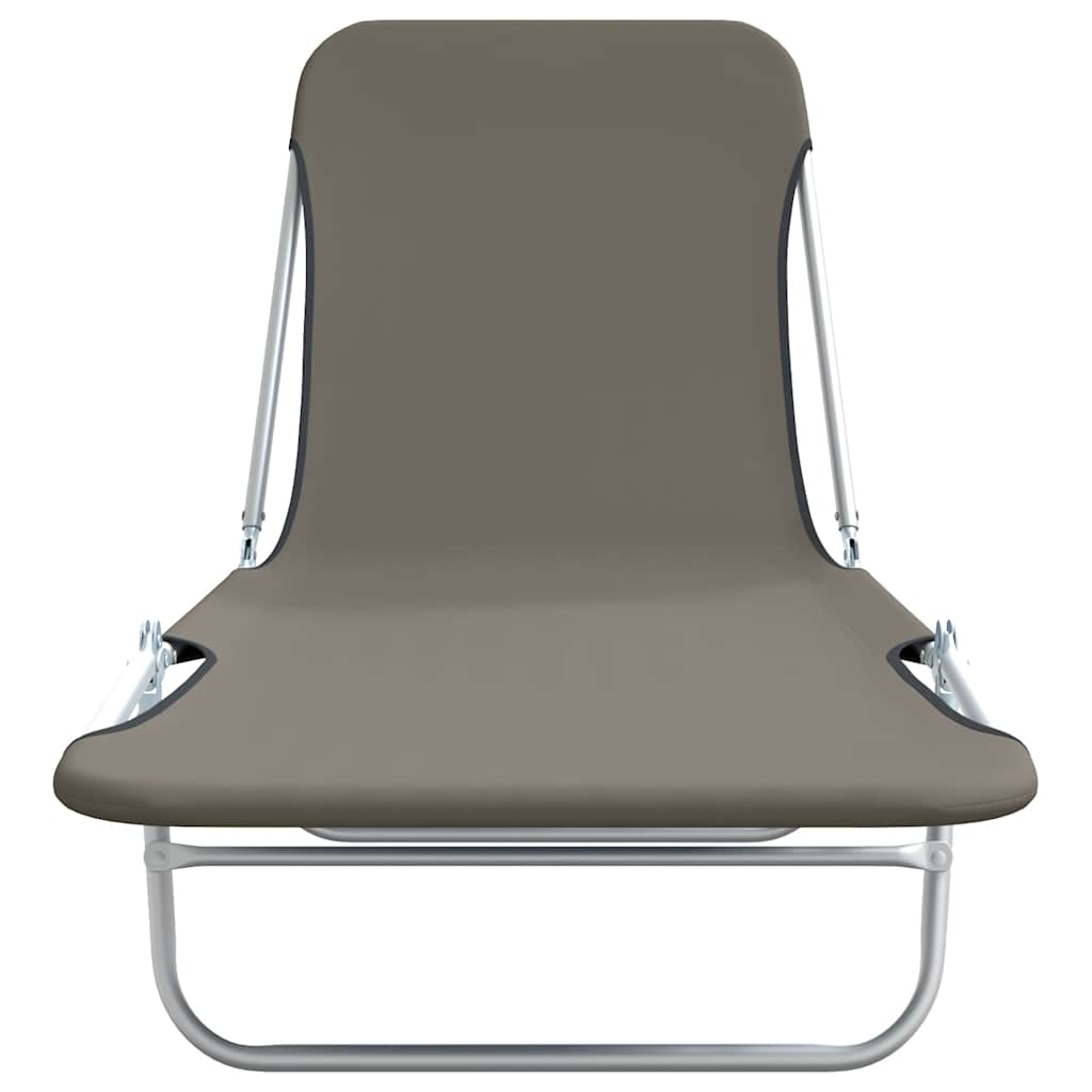 Folding Sun Loungers 2 pcs Steel and Fabric Grey