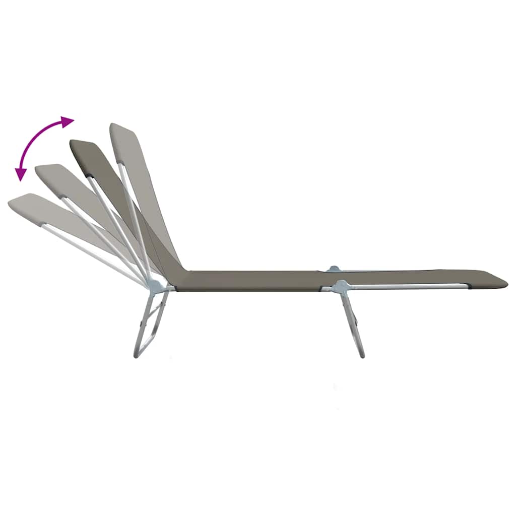 Folding Sun Loungers 2 pcs Steel and Fabric Grey