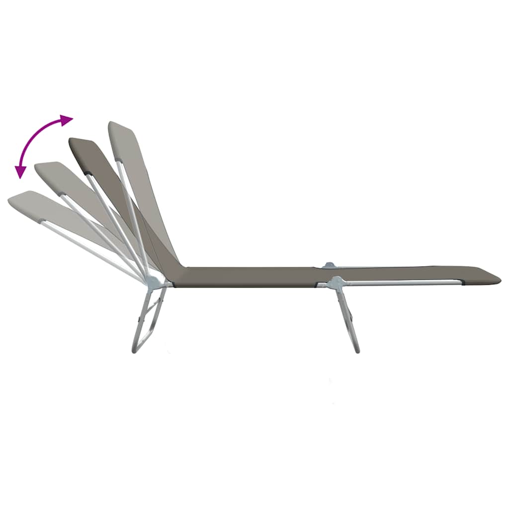 Folding Sun Loungers 2 pcs Steel and Fabric Grey