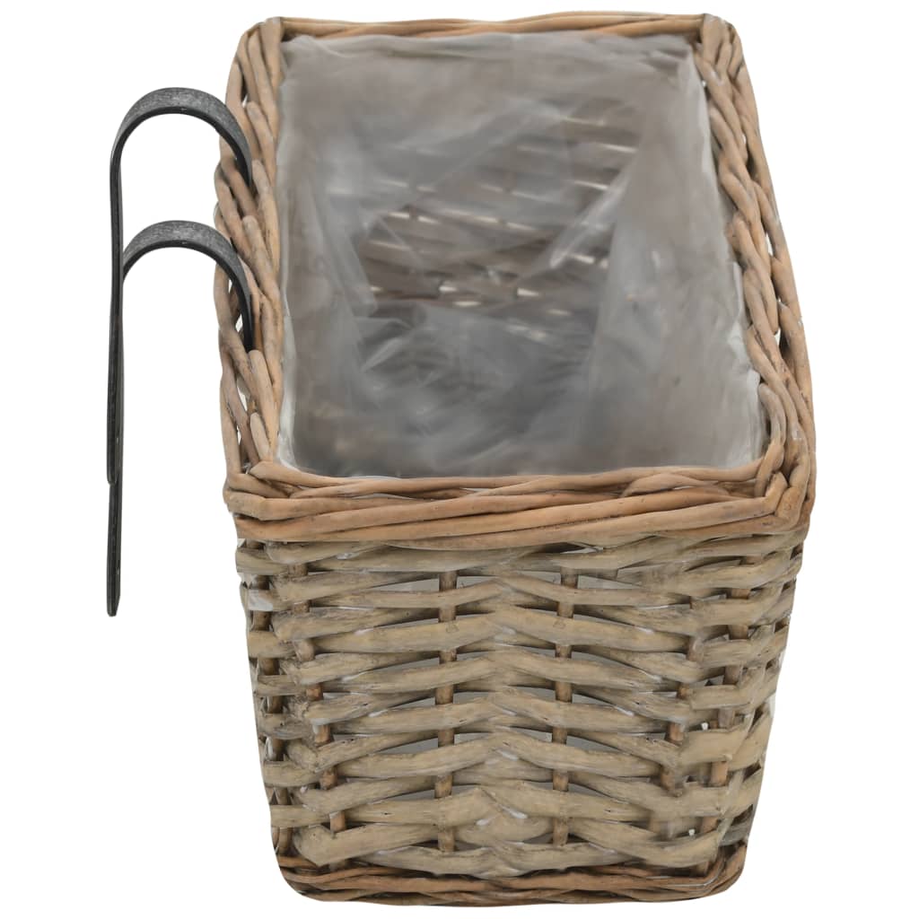 Balcony Planter 2 pcs Wicker with PE Lining 60 cm