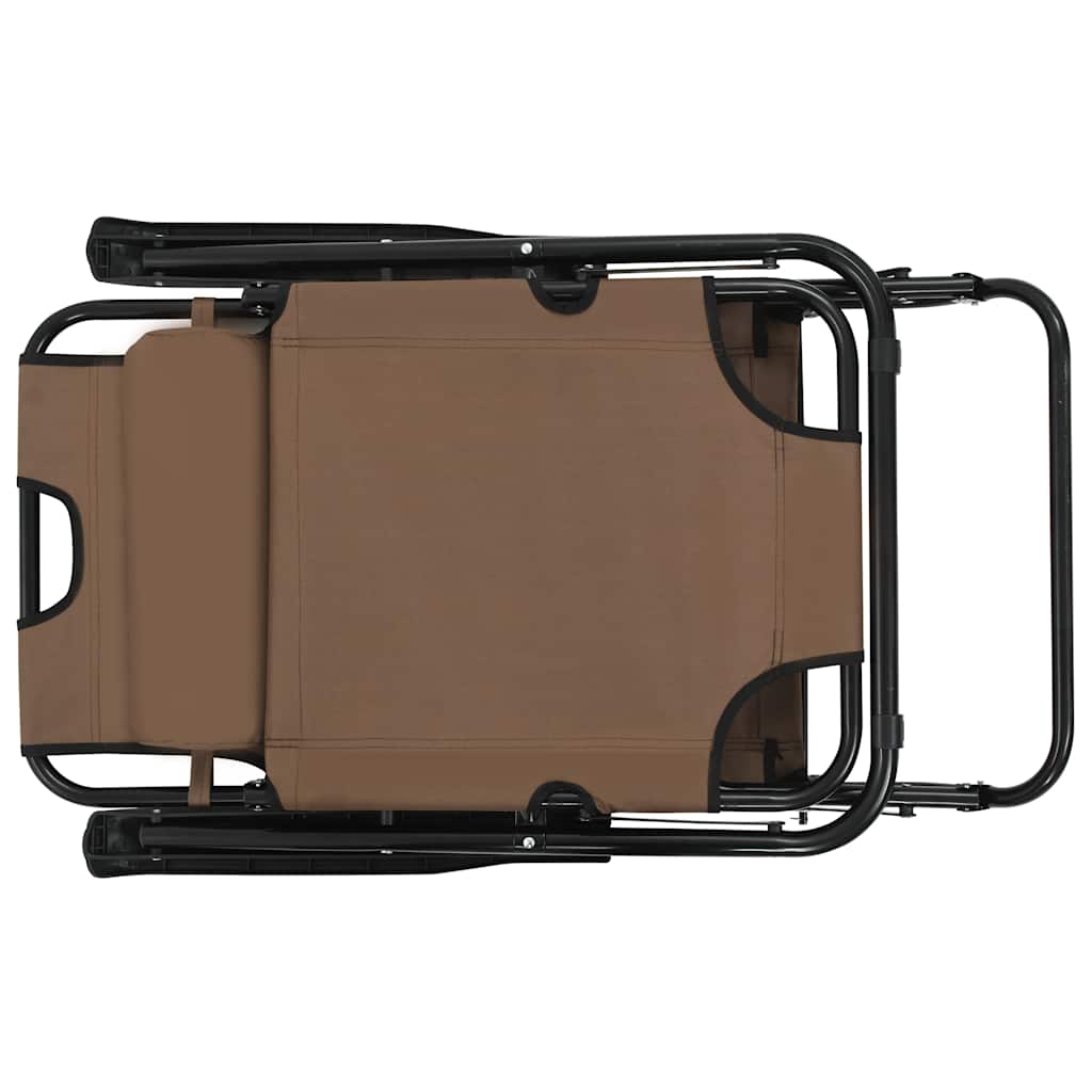 Folding Sun Loungers 2 pcs with Footrests Steel Brown