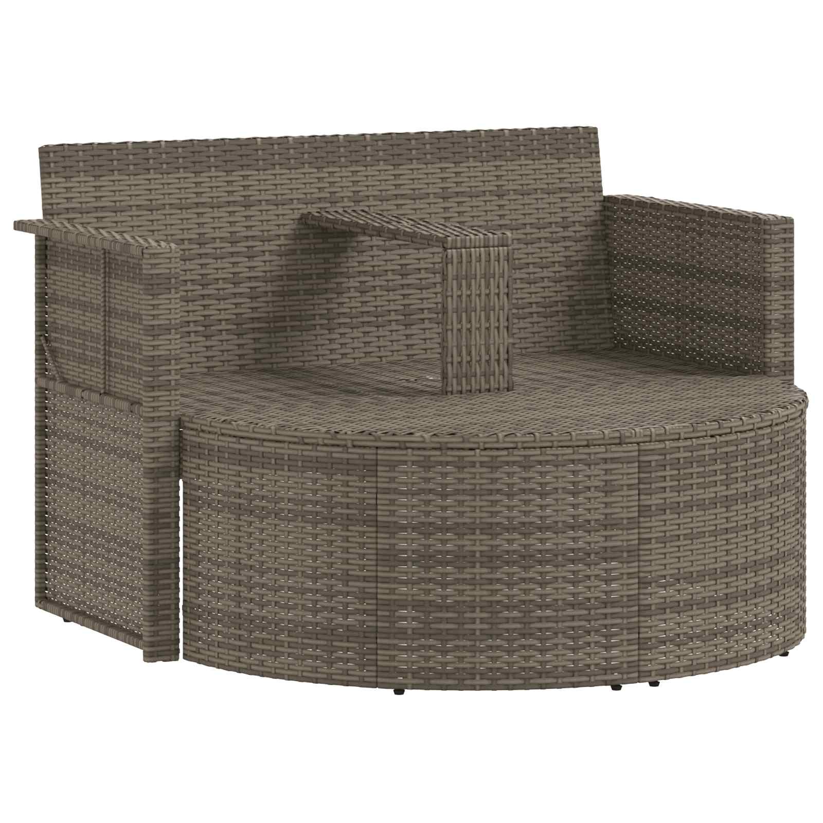 2 Seater Garden Sofa with Cushions and Parasol Grey Poly Rattan