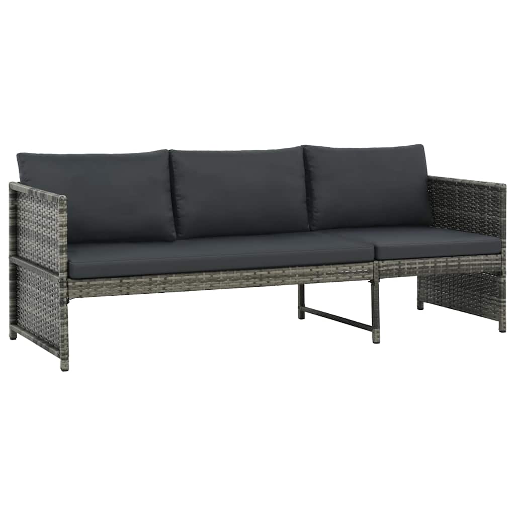 3 Piece Garden Lounge Set with Cushions Poly Rattan Grey