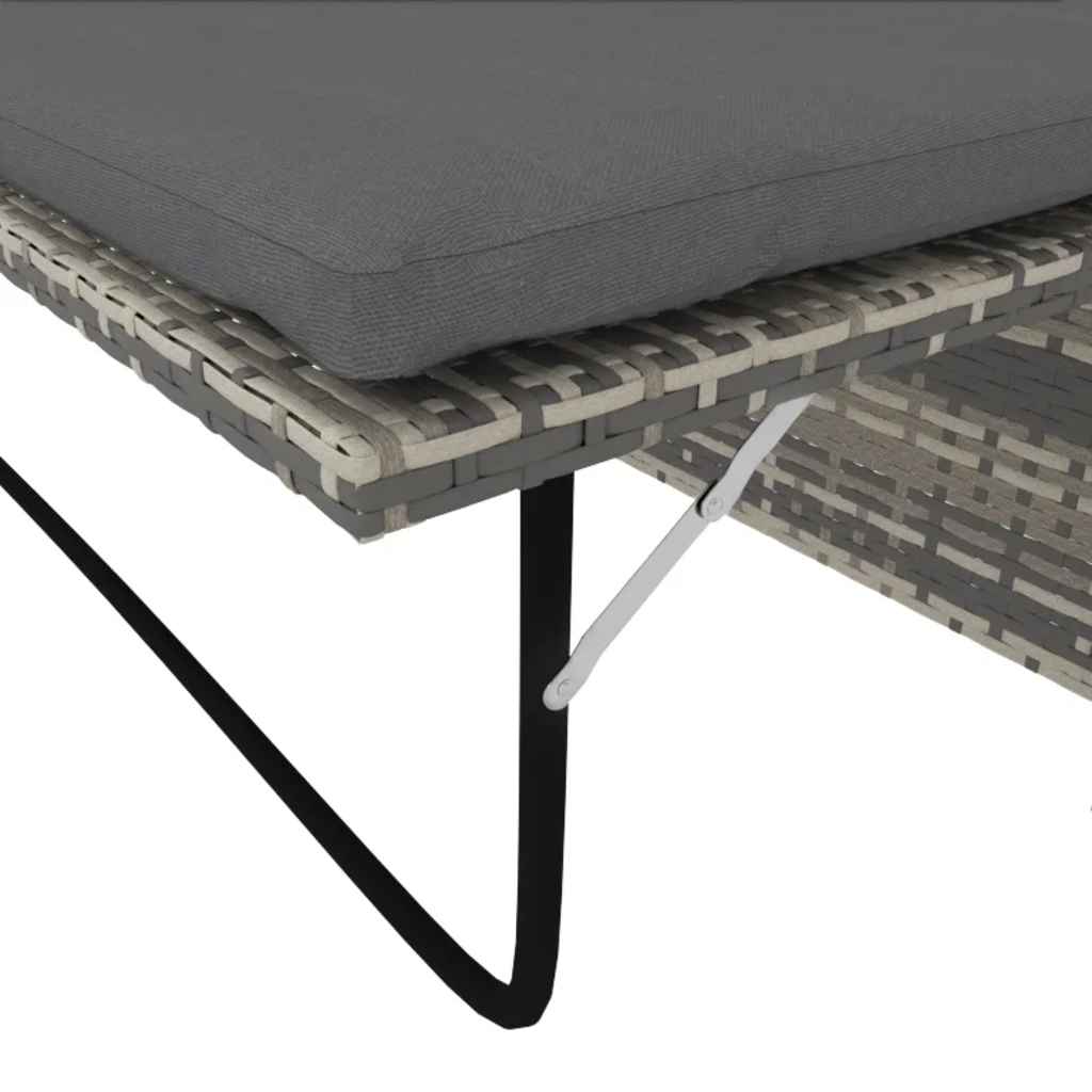 2 Piece Garden Lounge Set with Cushions Poly Rattan Grey