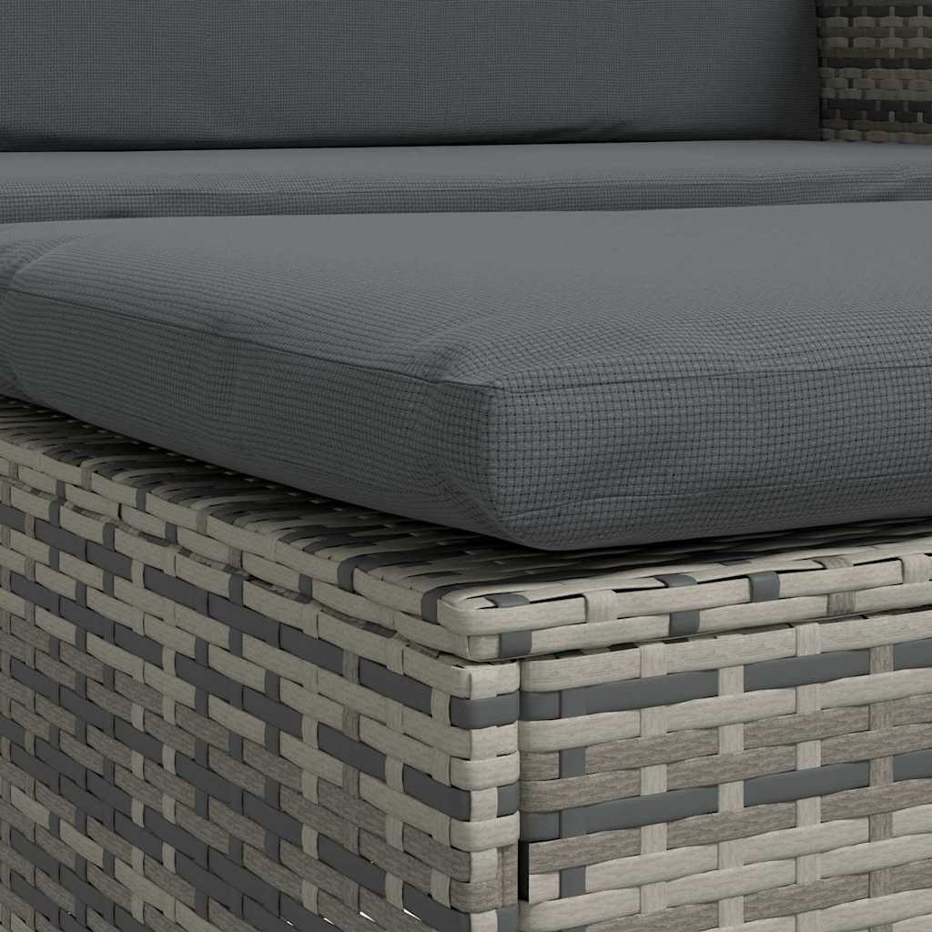 2 Piece Garden Lounge Set with Cushions Poly Rattan Grey