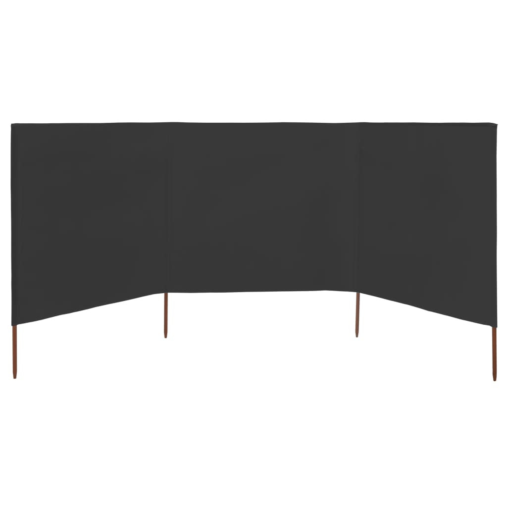 3-panel Wind Screen Fabric 400x120 cm Anthracite