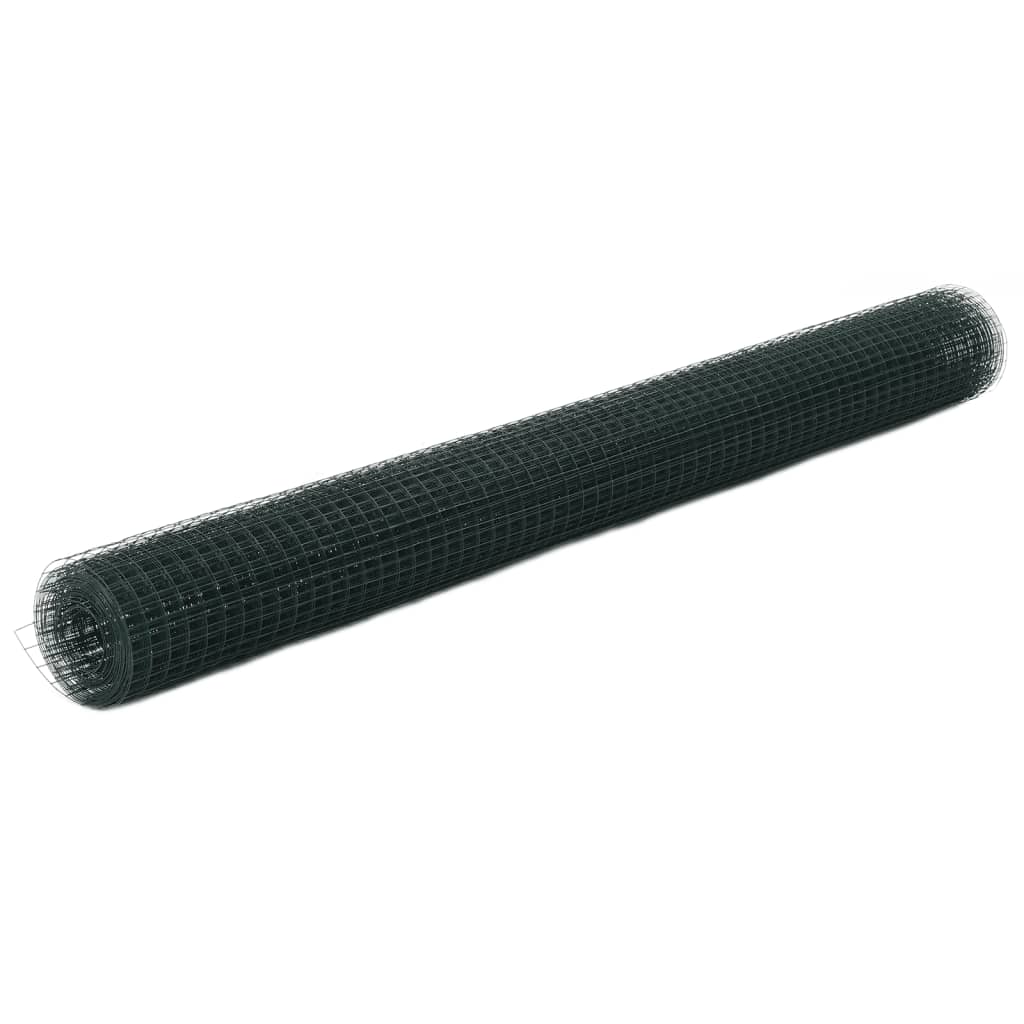 Chicken Wire Fence Steel with PVC Coating 10x1,5 m Green