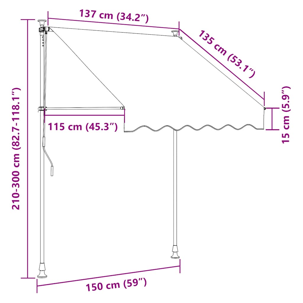 Manual Retractable Awning 150 cm Anthracite