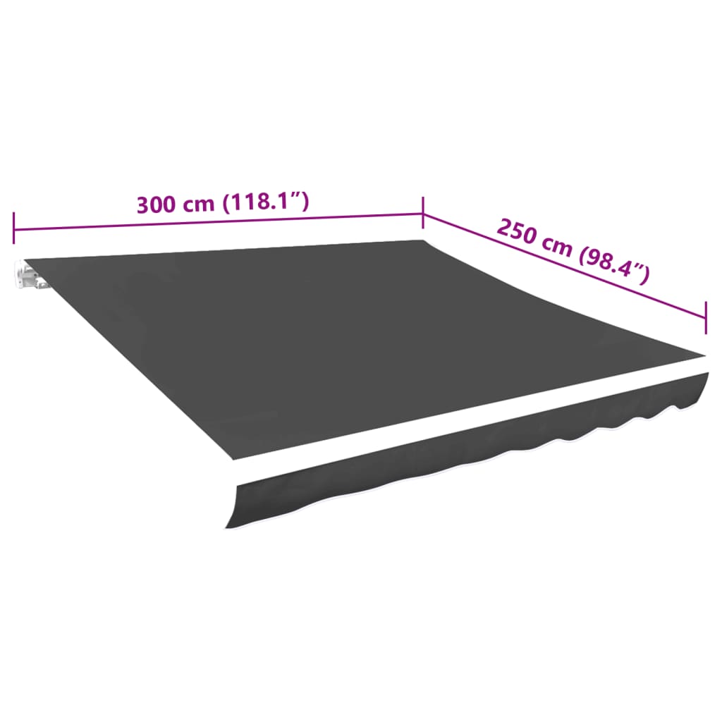 Awning Replacement Fabric Grey 300x250 cm Polyester
