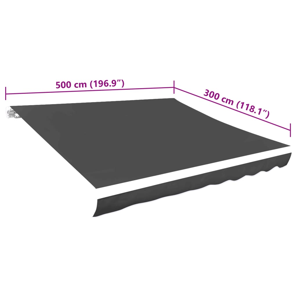 Awning Replacement Fabric Grey 500x300 cm Polyester