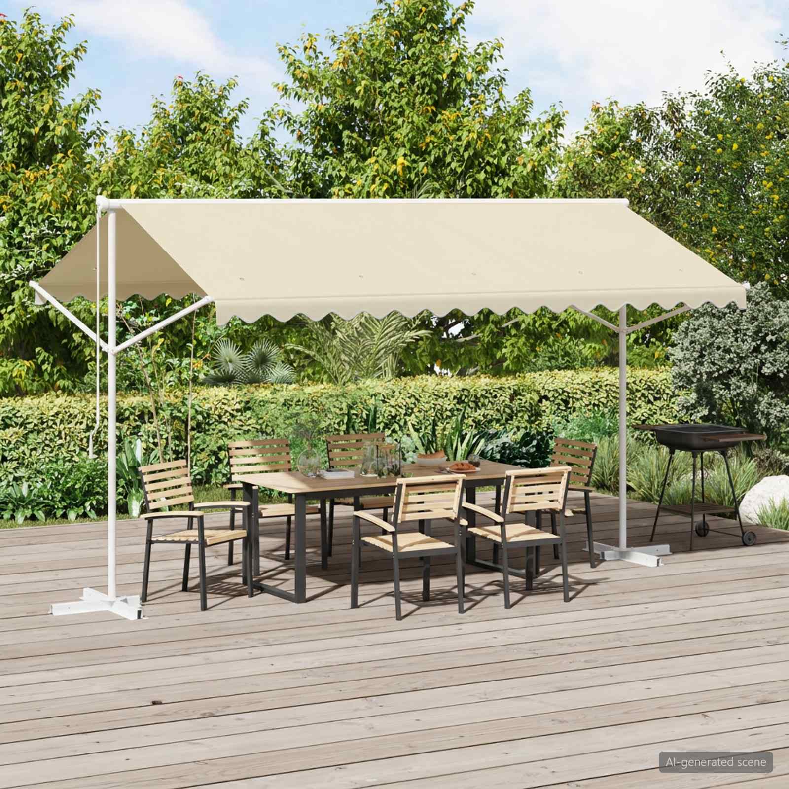 Free Standing Awning 4x3 m Cream