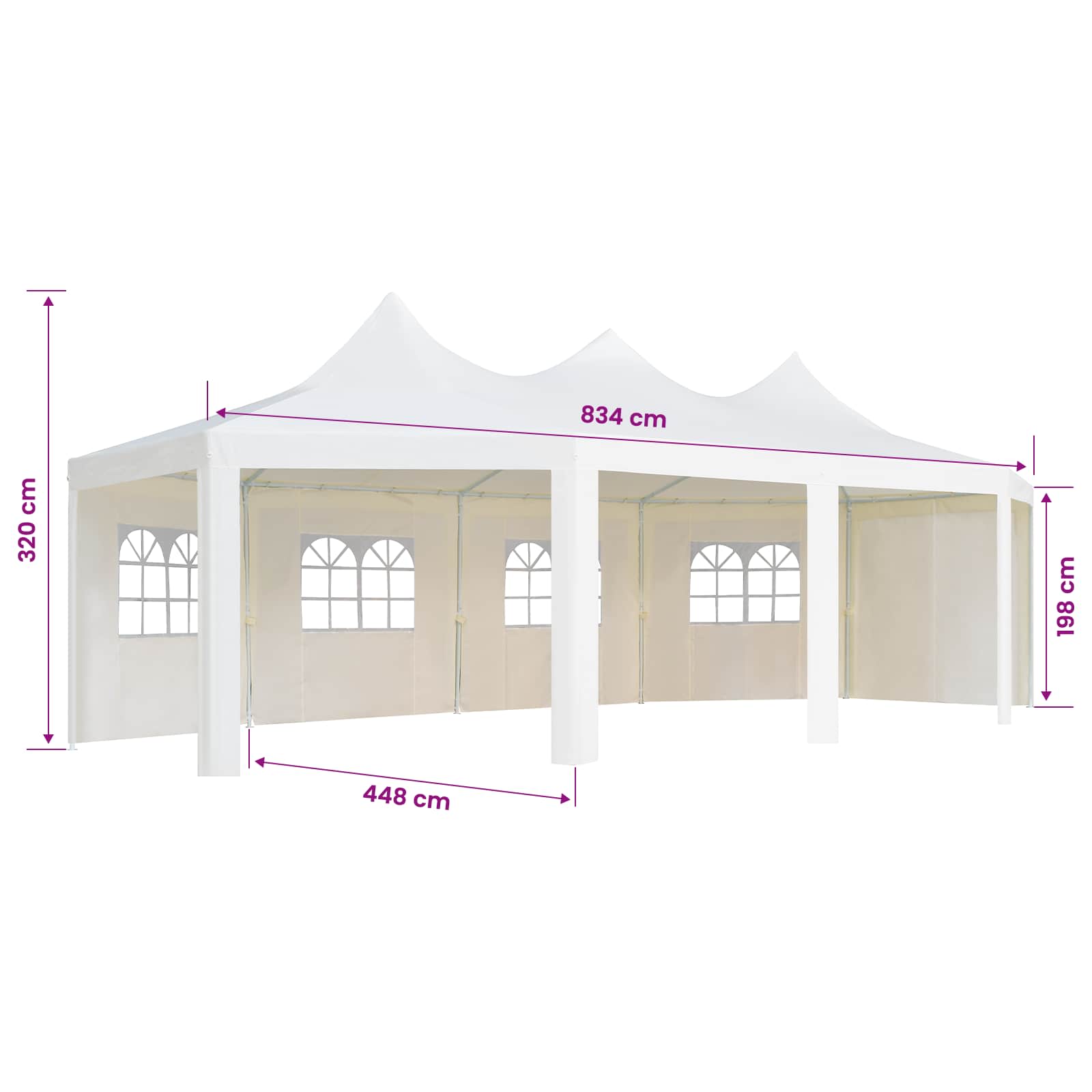 Gazebo Frame White 448 x 320 x 834cm Metal