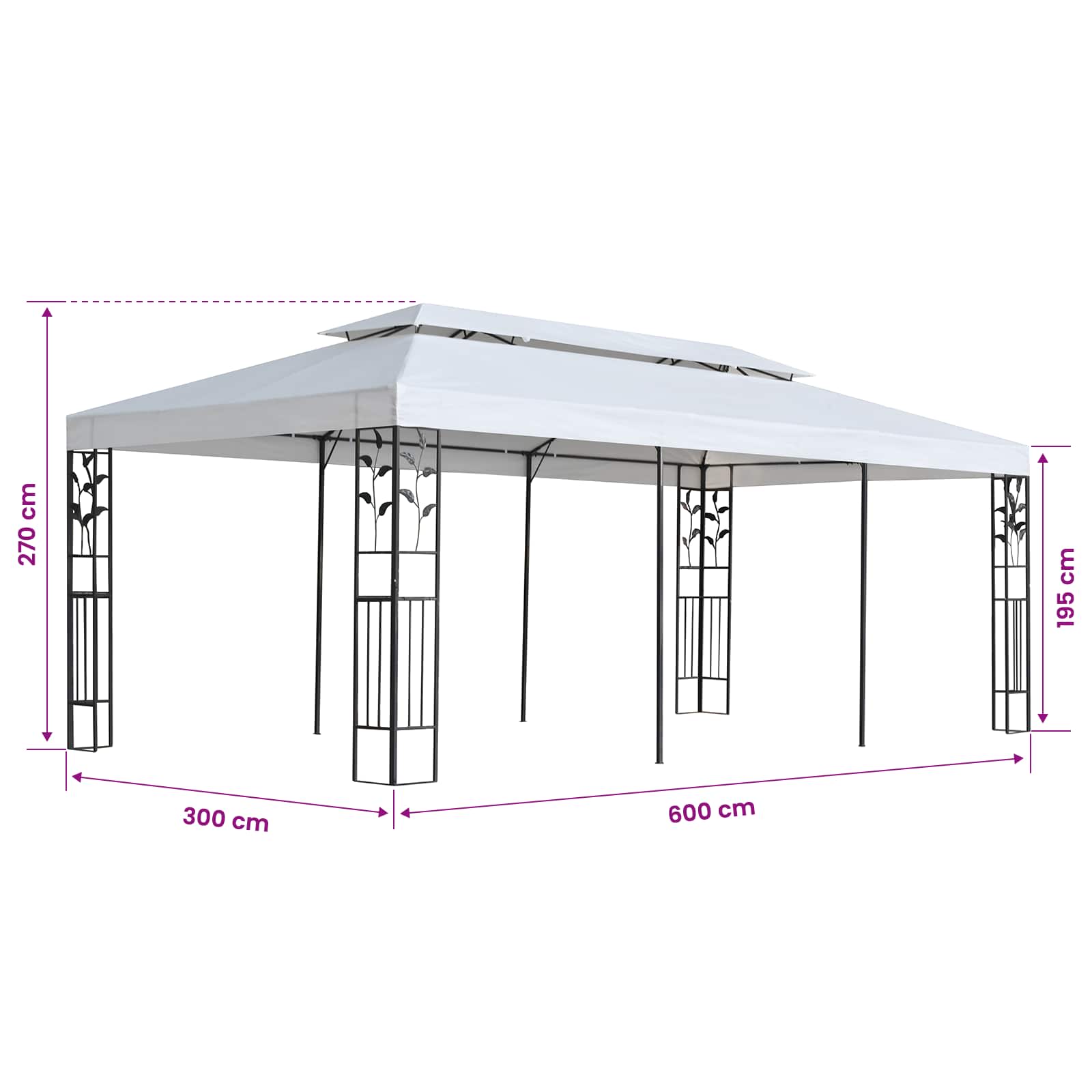 Gazebo Fabric White 300 x 600 cm Polyester