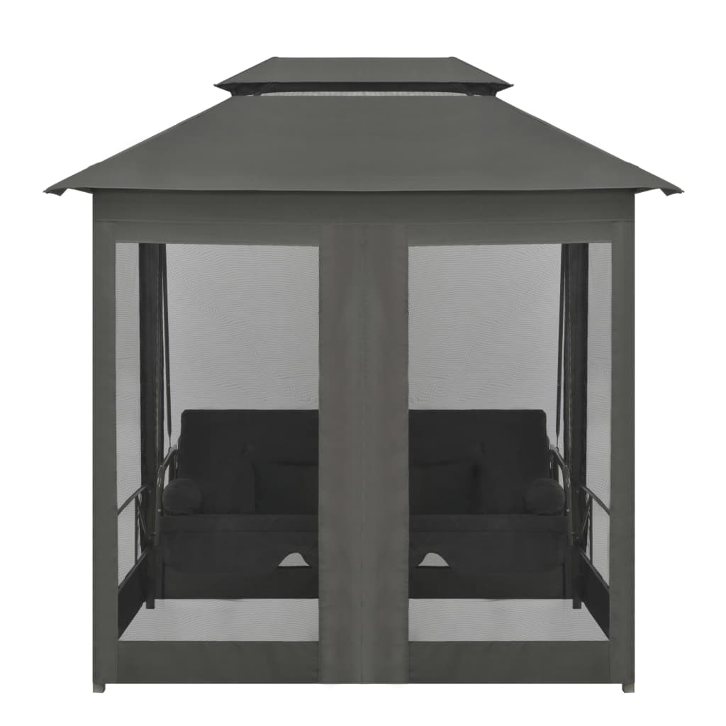 Outdoor Convertible Swing Bench with Canopy Anthracite 220x160x240 cm Steel