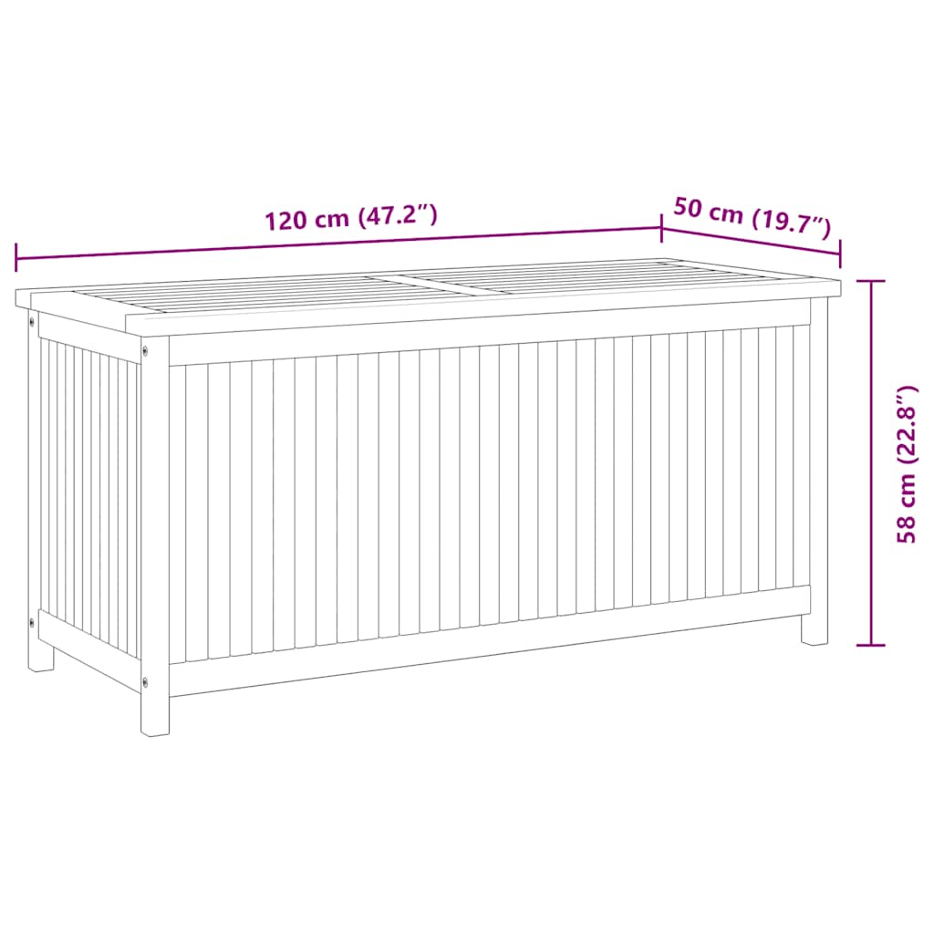 Garden Storage Box 120x50x58 cm Solid Teak Wood