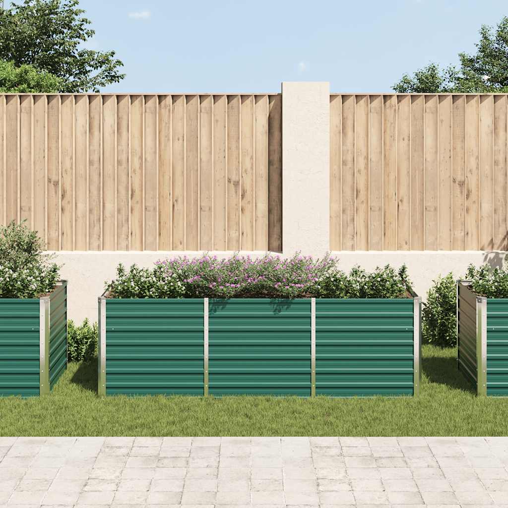 Garden Raised Bed Galvanised Steel 240x80x77 cm Green