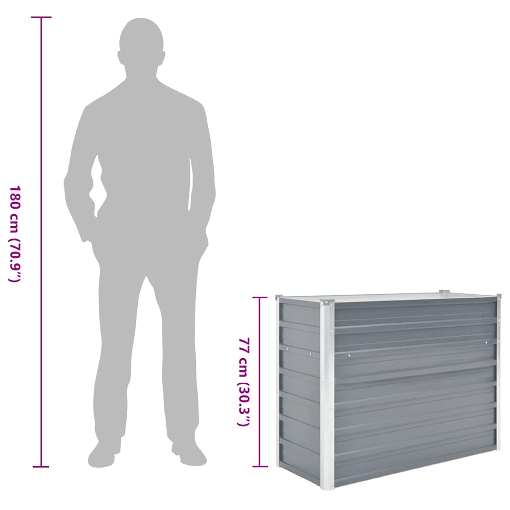 Garden Raised Bed Galvanised Steel 100x40x77 cm Grey