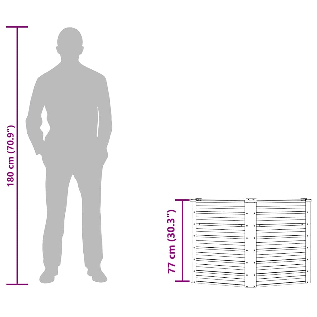 Garden Raised Bed Galvanised Steel 129x129x77 cm Grey