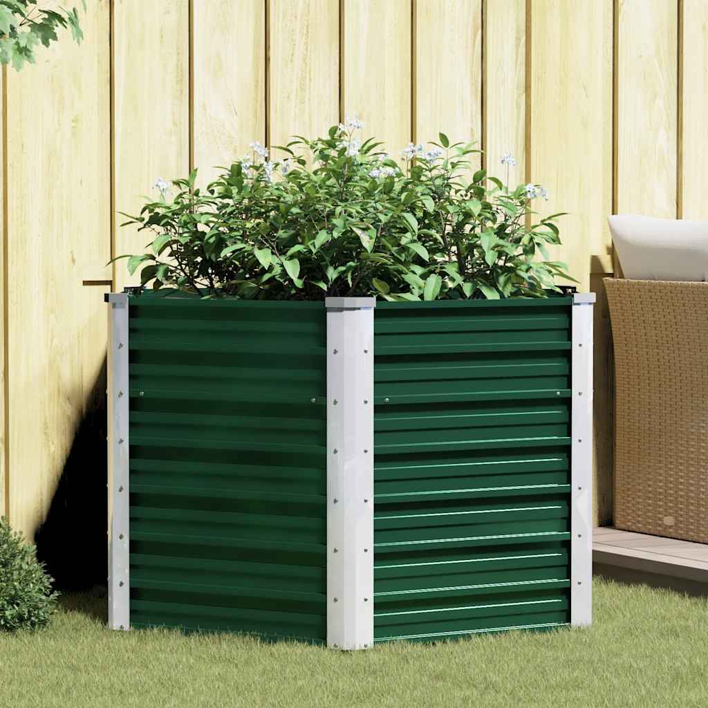 Garden Raised Bed Galvanised Steel 129x129x77 cm Green