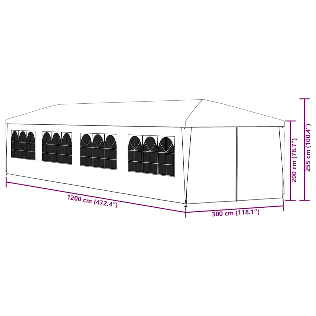 Party Tent 3x12 m Green