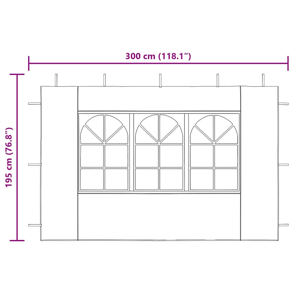 Party Tent Sidewall 2 pcs with Window PE Blue