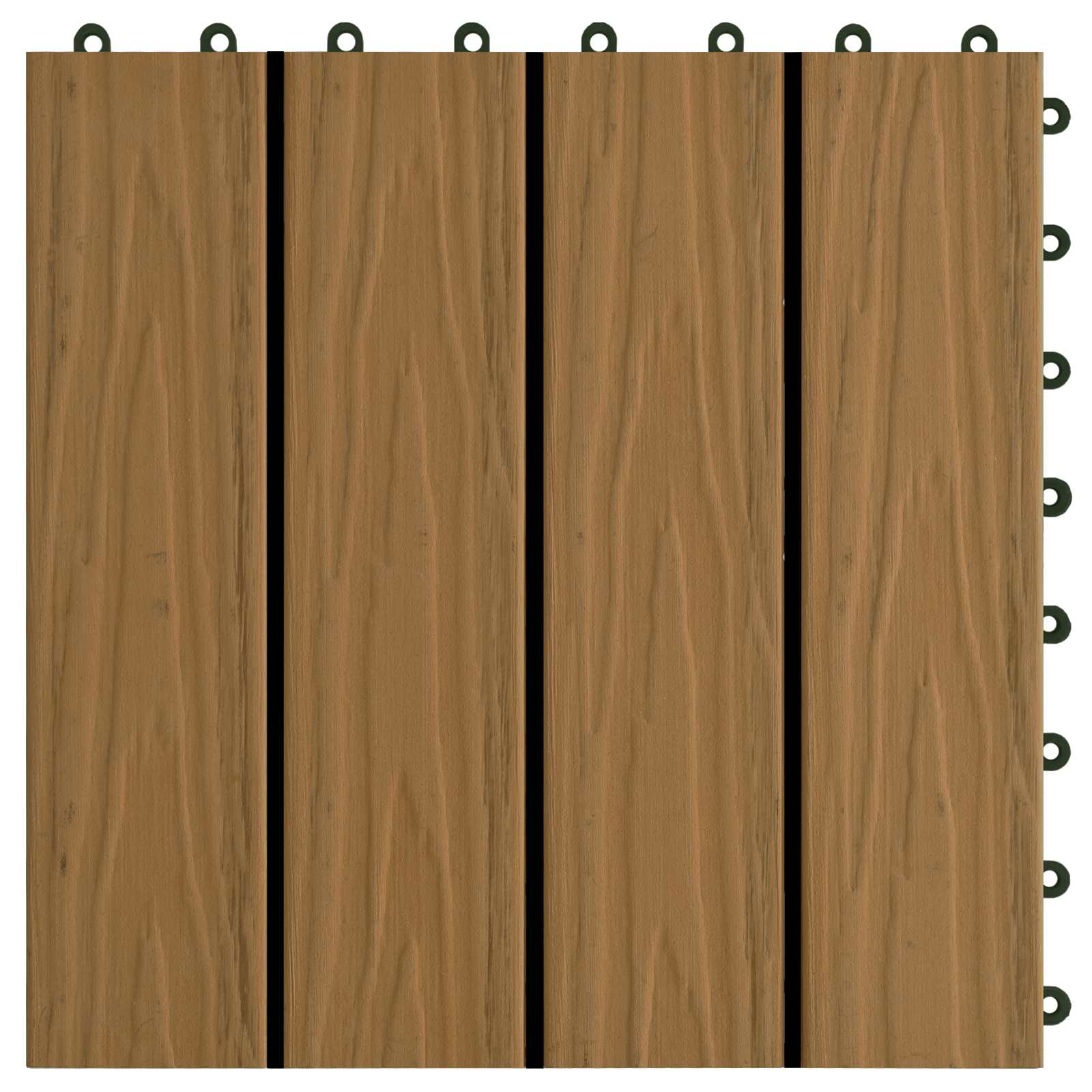 Decking Tile 3D Design 11 pcs Teak 30 x 30 cm WPC