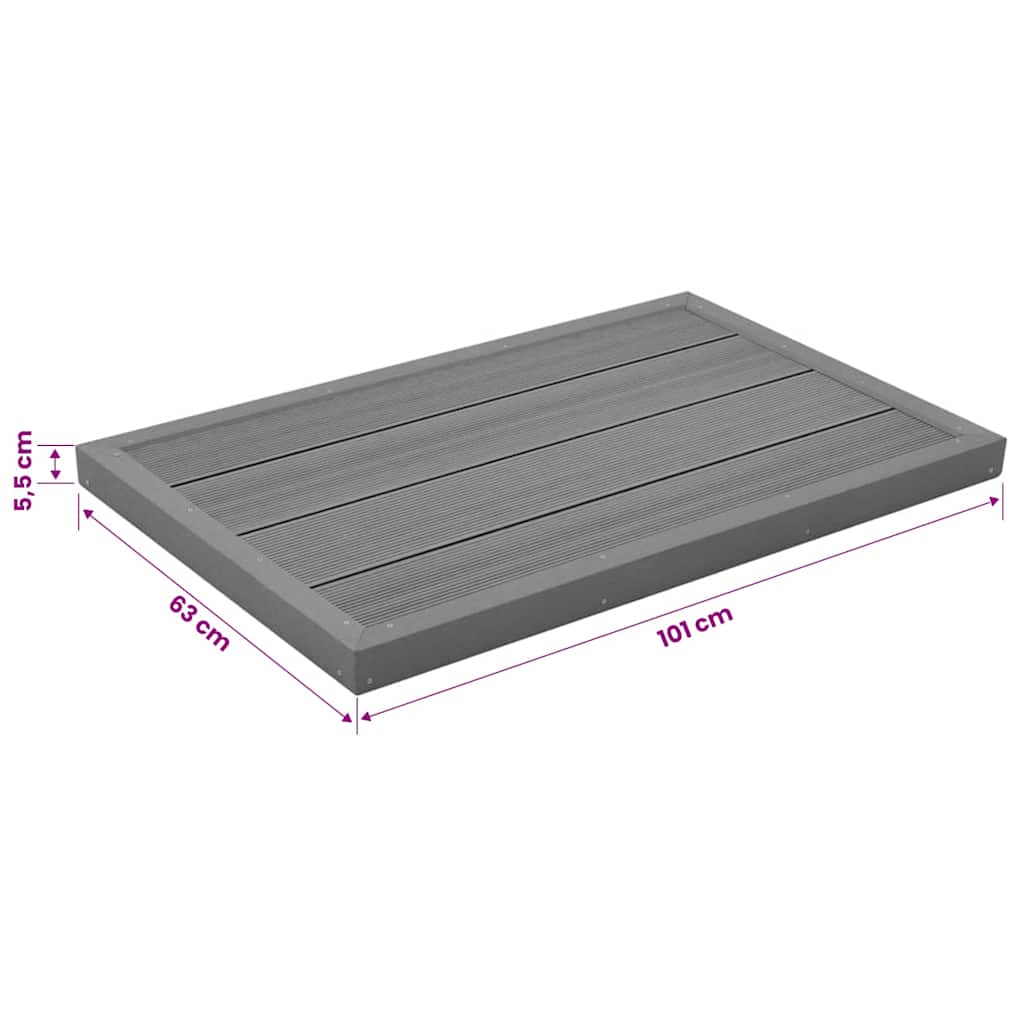 Floor Element for Solar Shower Grey 101x63x5.5 cm WPC