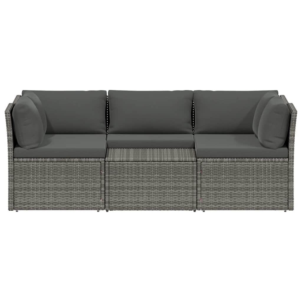 4 Piece Garden Lounge Set with Cushions Poly Rattan Grey