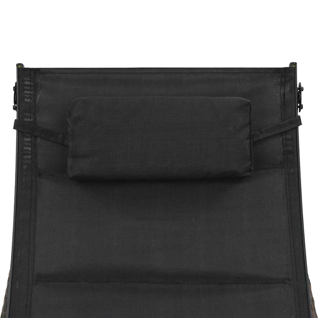 Sun Lounger Poly Rattan and Textilene Brown