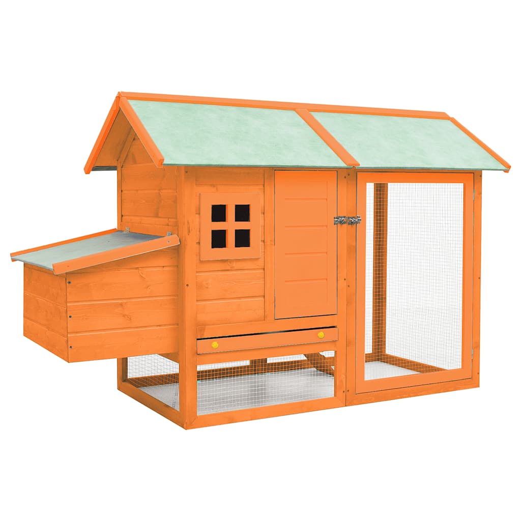 Chicken Cage Solid Pine & Fir Wood 170x81x110 cm