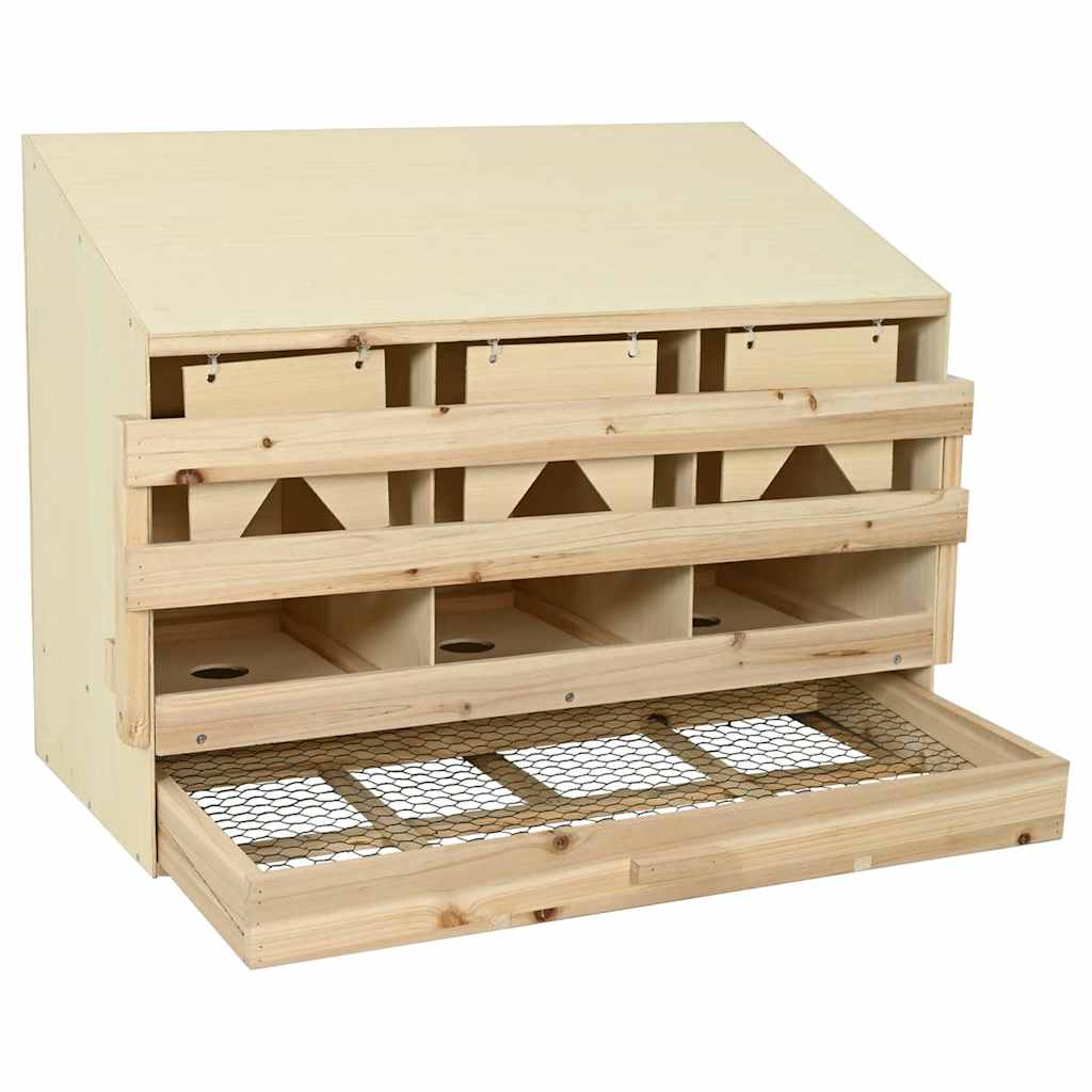 Chicken Laying Nest 3 Compartments 93x40x65 cm Solid Pine Wood