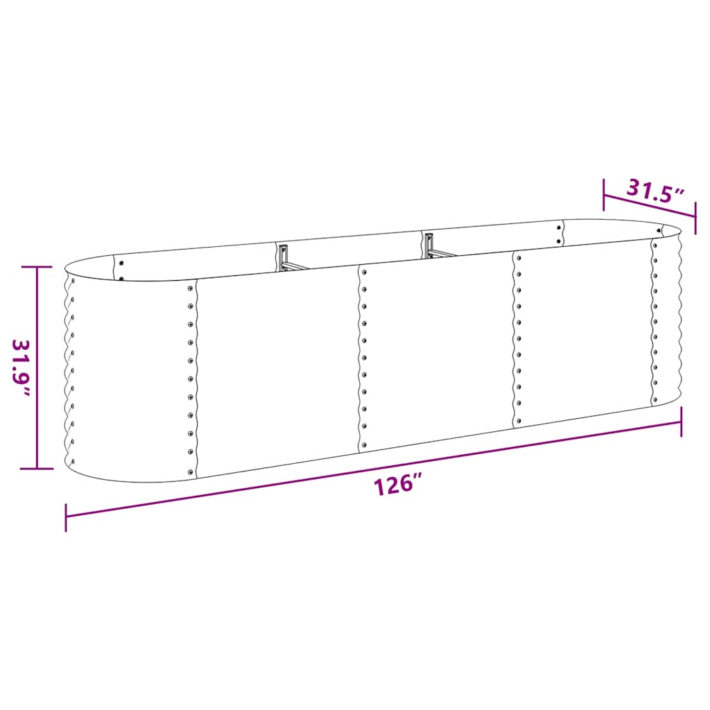 Garden Raised Bed 320x80x81 cm Galvanised Steel Silver