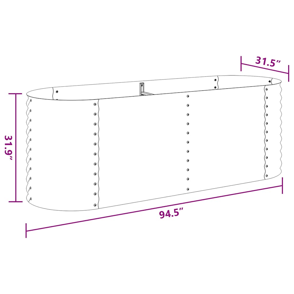 Garden Raised Bed 240x80x81 cm Galvanised Steel Silver