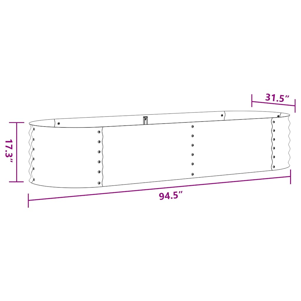 Garden Raised Bed 240x80x44 cm Galvanised Steel Silver