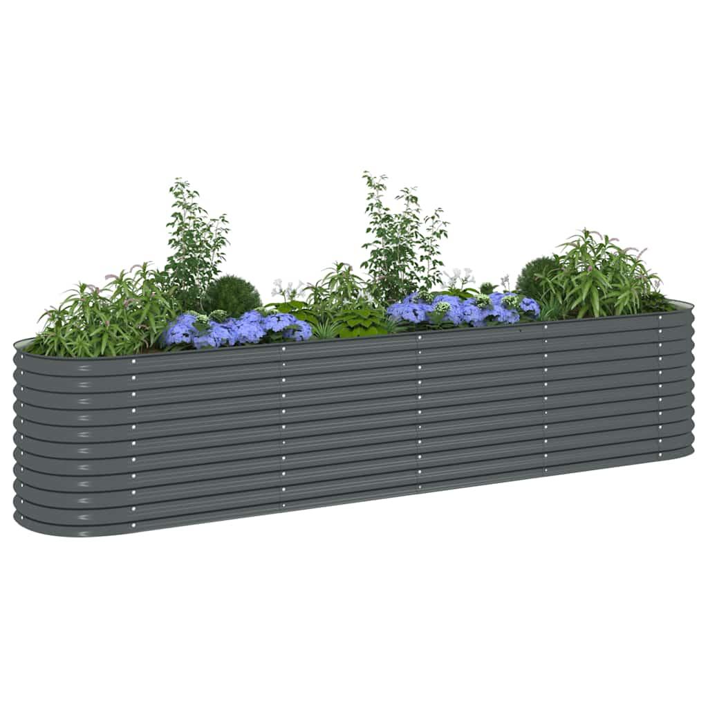 Garden Raised Bed 400x80x81 cm Galvanised Steel Grey