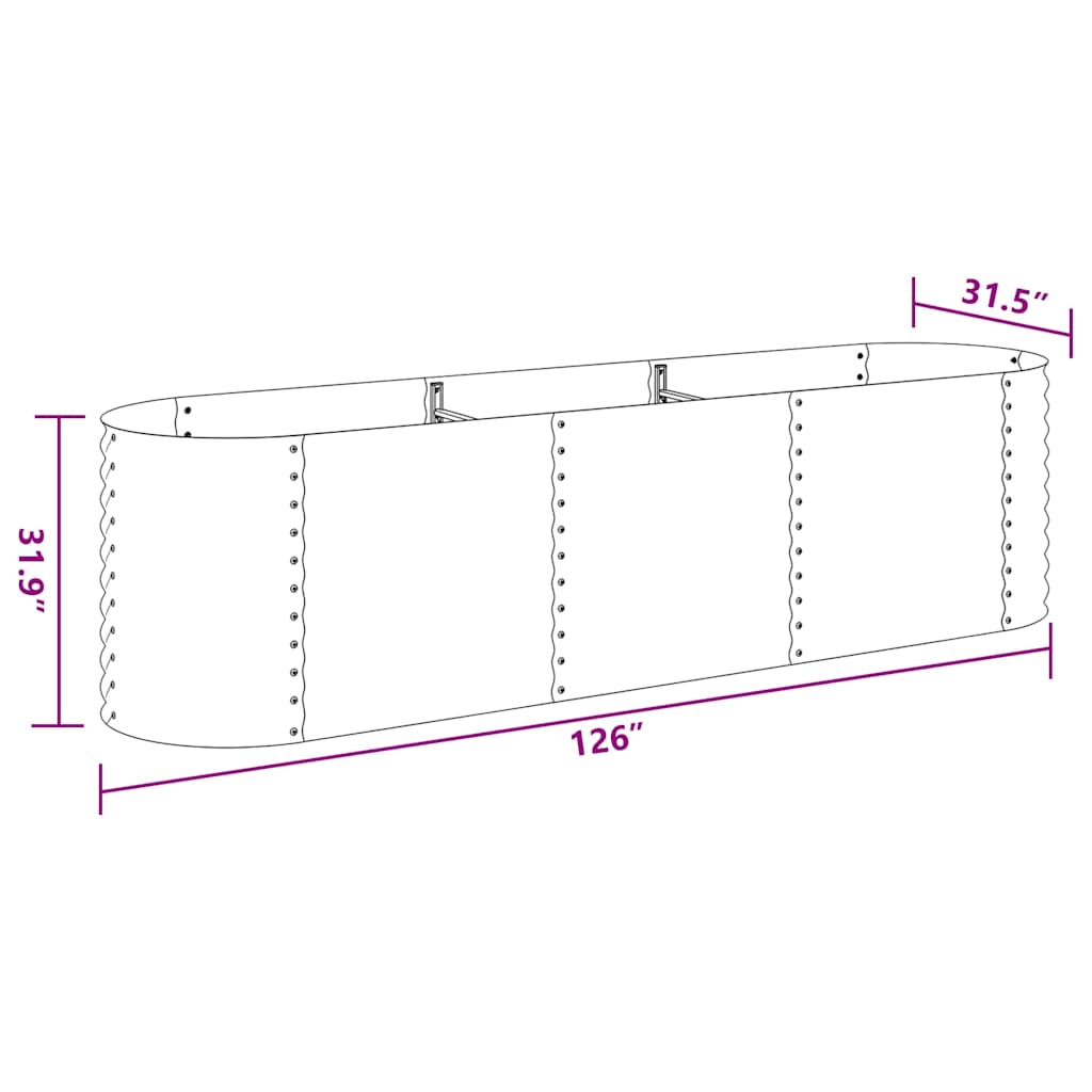 Garden Raised Bed 320x80x81 cm Galvanised Steel Grey