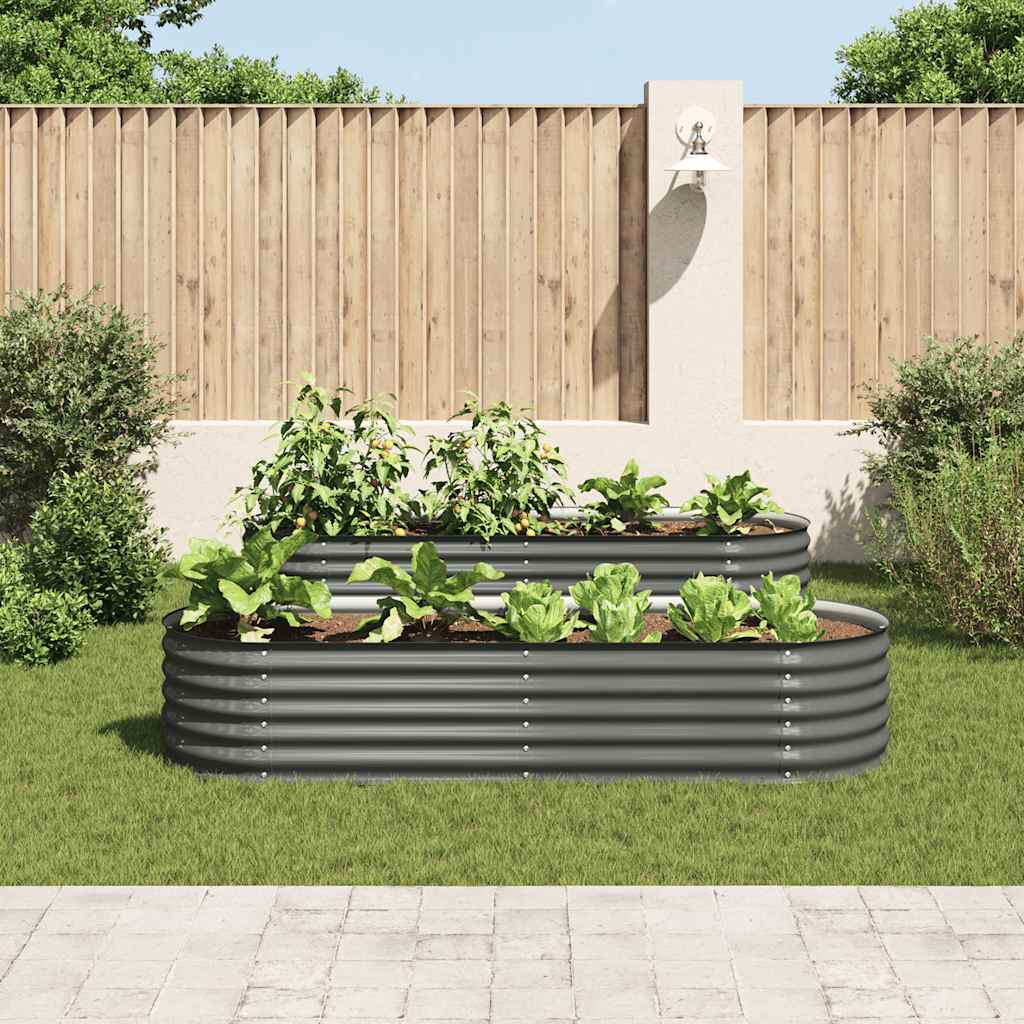 Garden Raised Bed 240x80x44 cm Galvanised Steel Grey