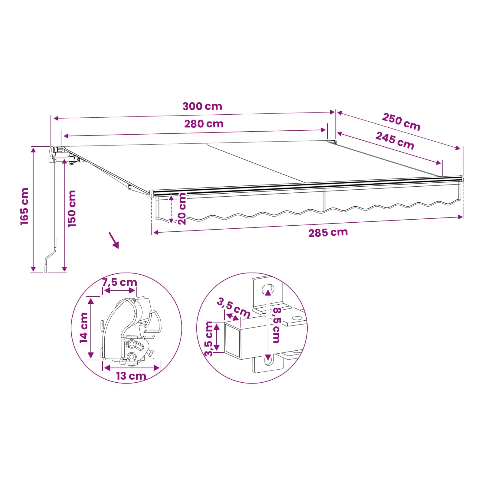 Folding Awning Manual Operated 300 cm Cream