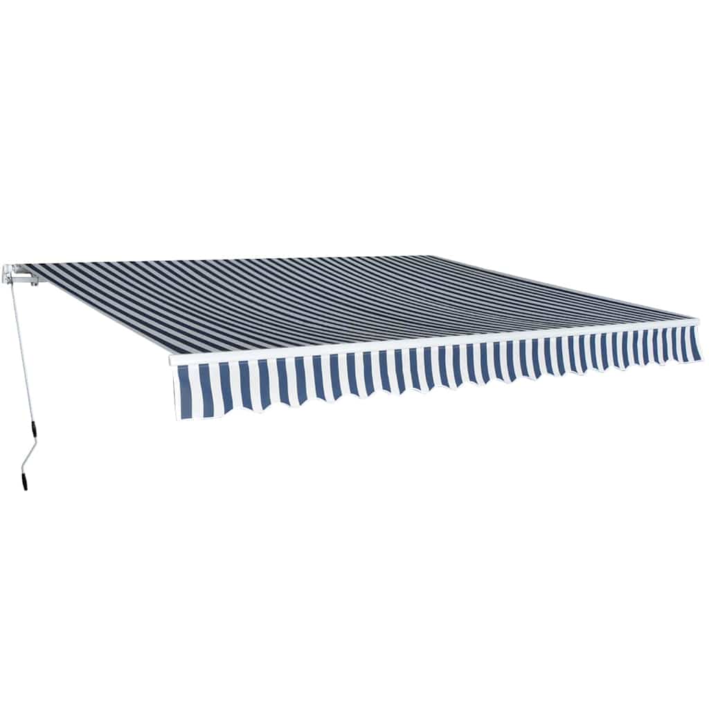 Manual Awning 4 x 3 m Blue and White Stripe 100% Polyester