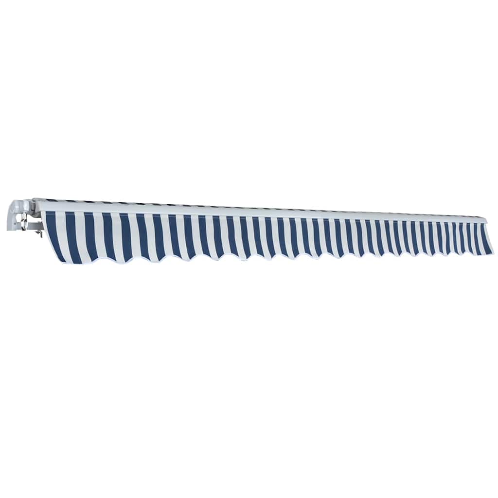 Manual Awning 4 x 3 m Blue and White Stripe 100% Polyester