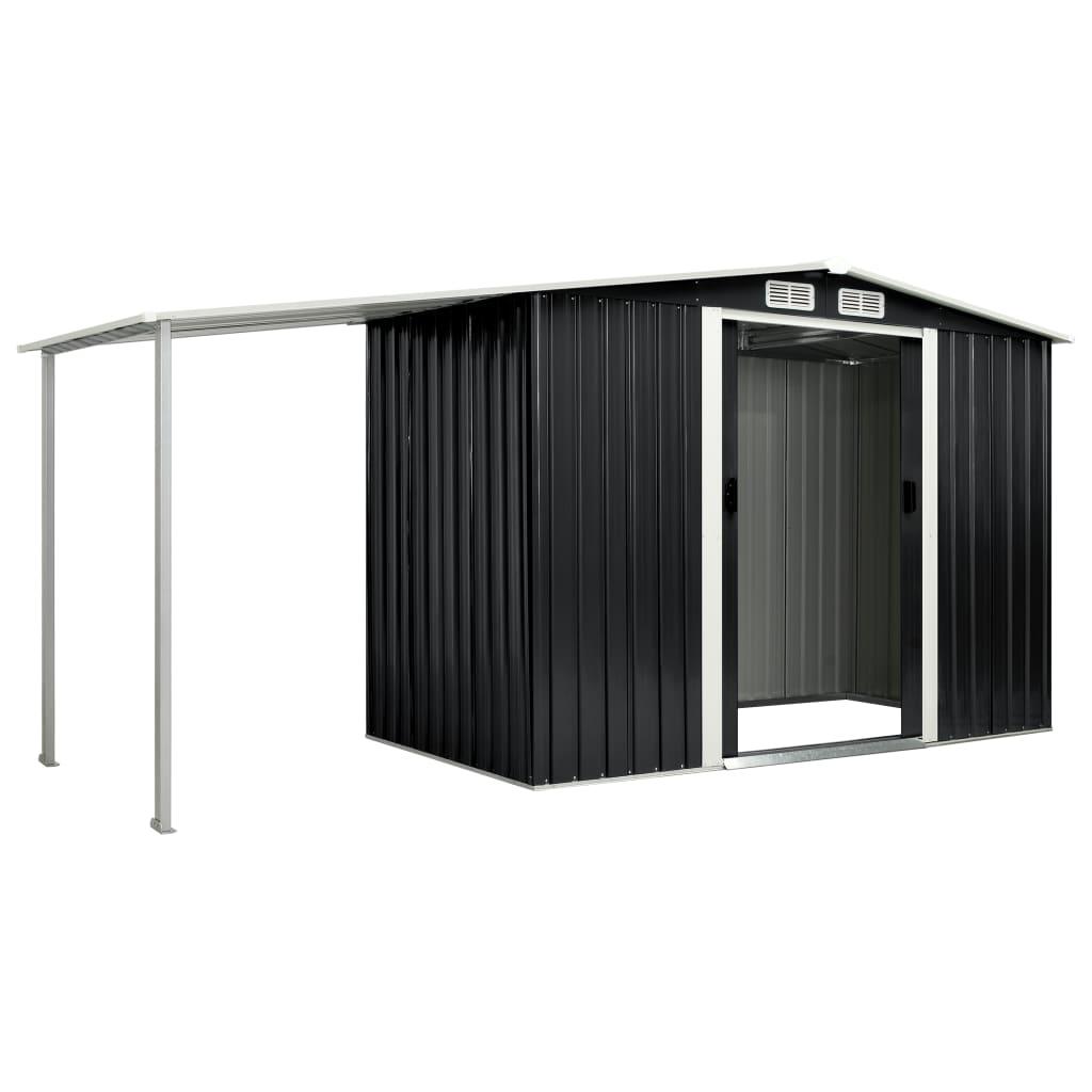 Garden Shed with Sliding Doors Anthracite 386x131x178 cm Steel