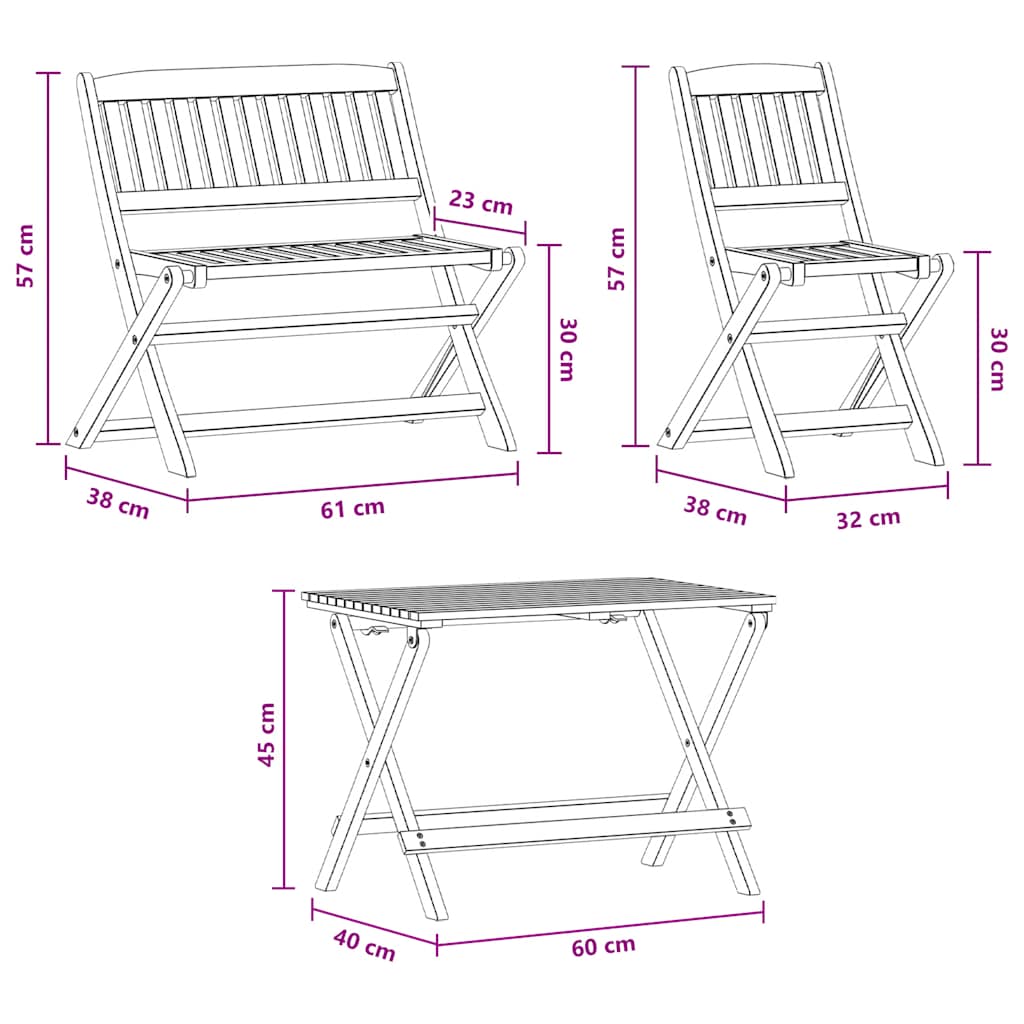 4 Piece Outdoor Dining Set for Children Solid Eucalyptus Wood