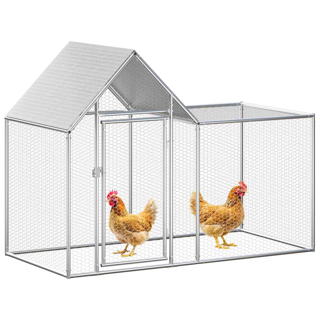 Chicken Coop 2x1x1.5 m Galvanised Steel