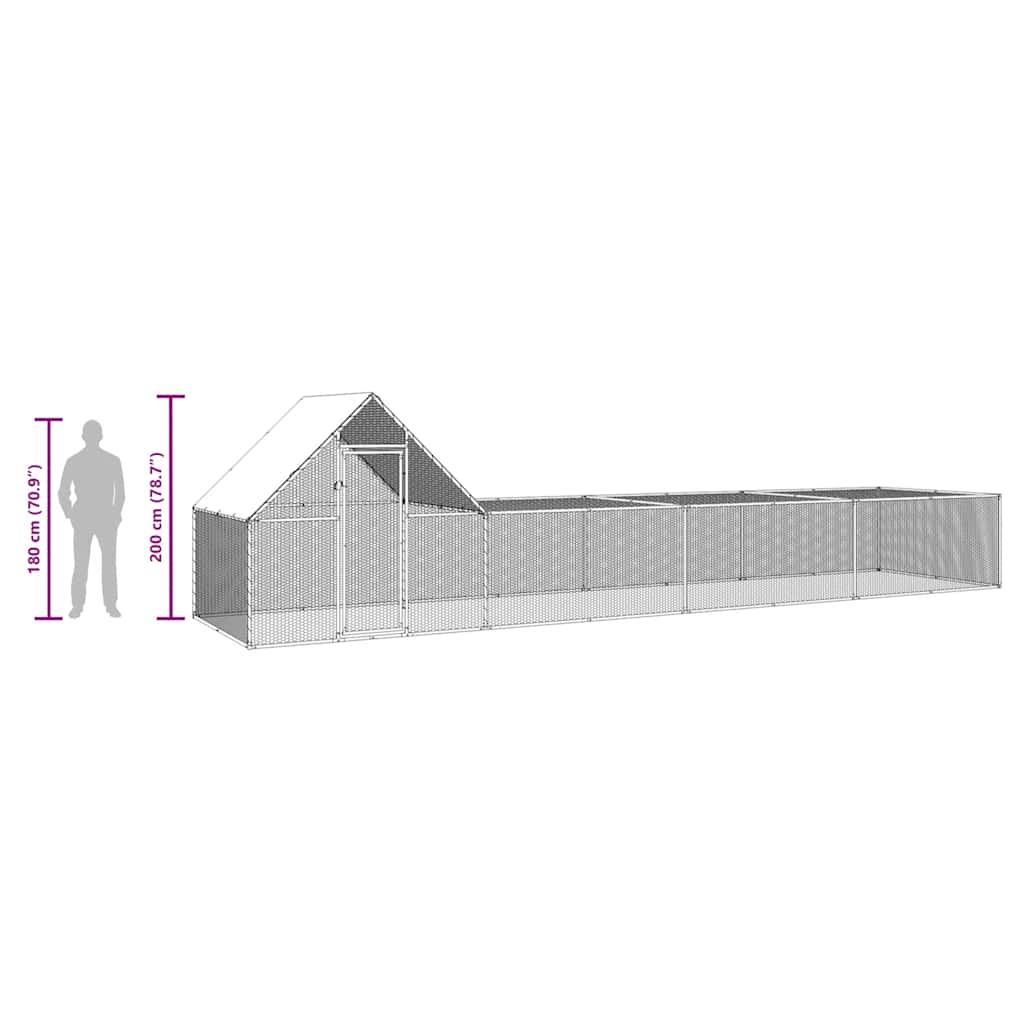 Chicken Coop 8x2x2 m Galvanised Steel